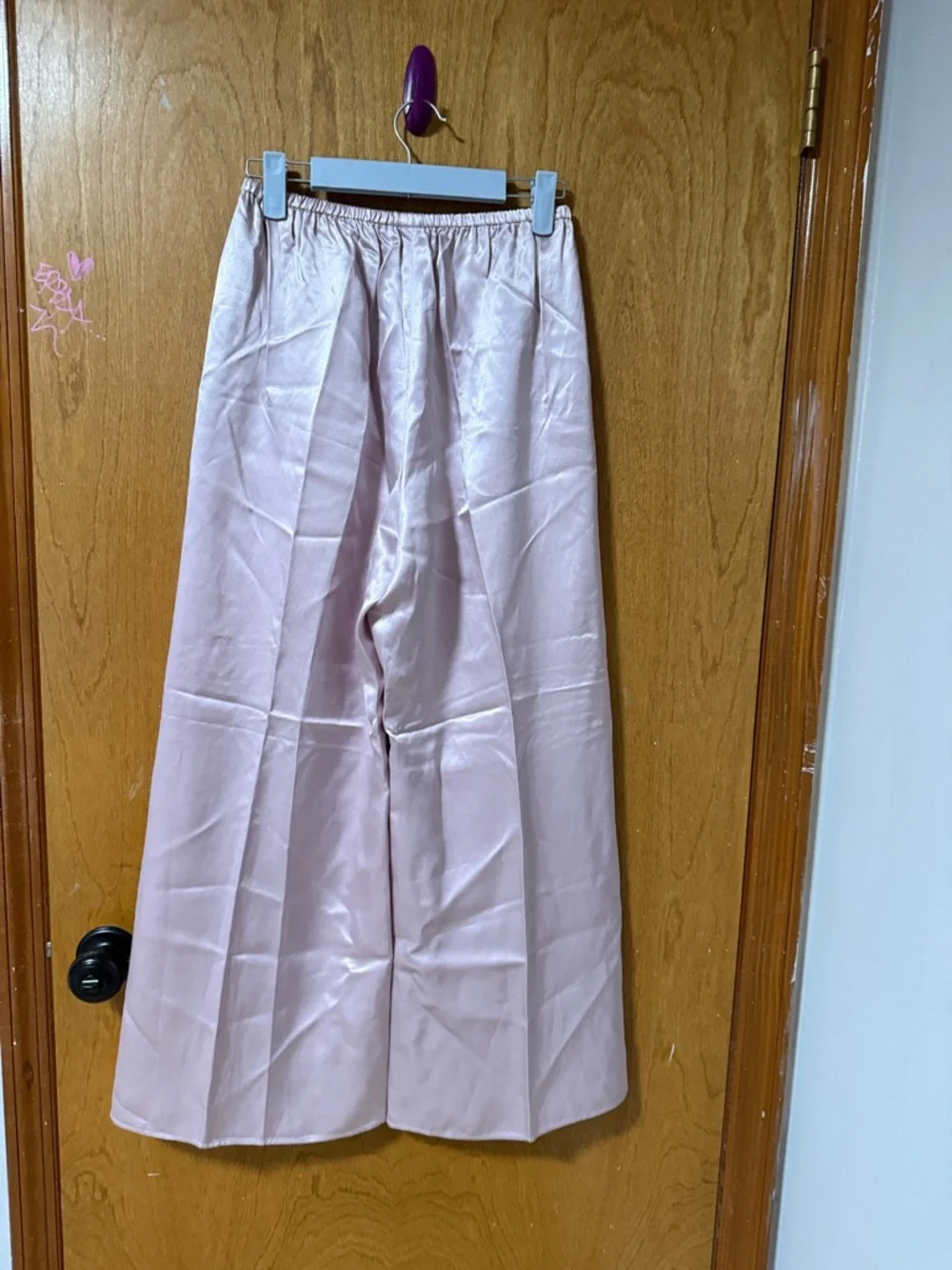 J. Crew Wide Leg Satin-Look Pants in Light Pink